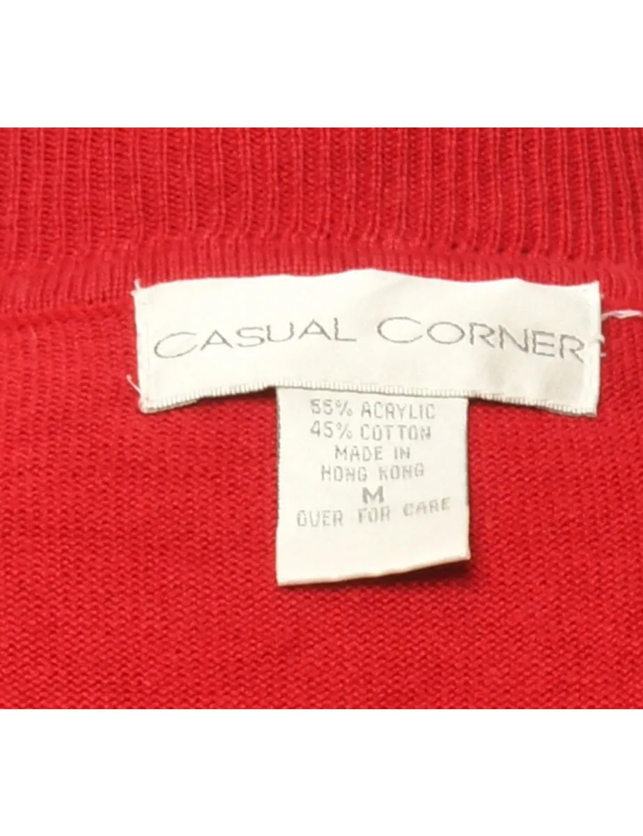 Red Turtleneck Jumper - M