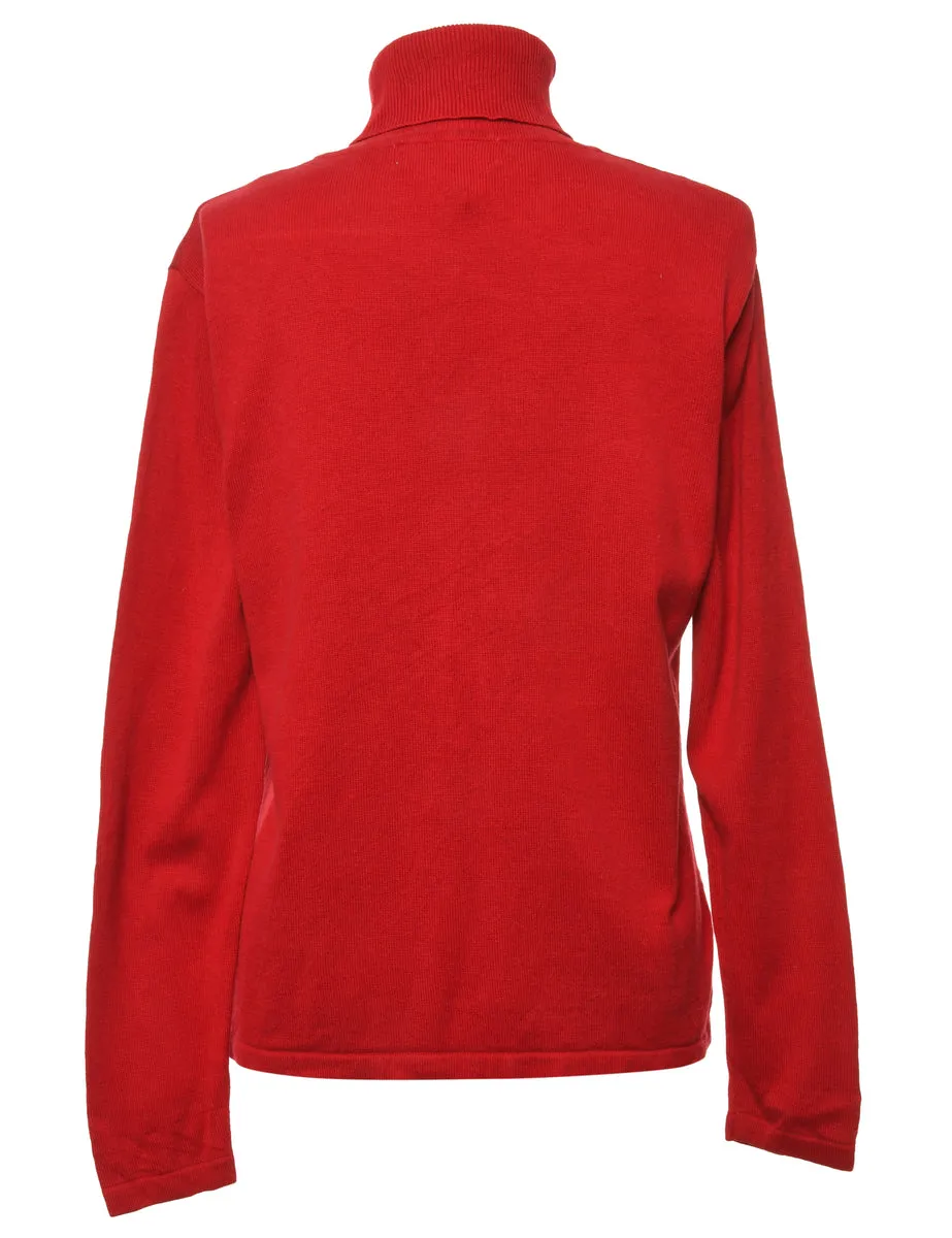 Red Turtleneck Jumper - M