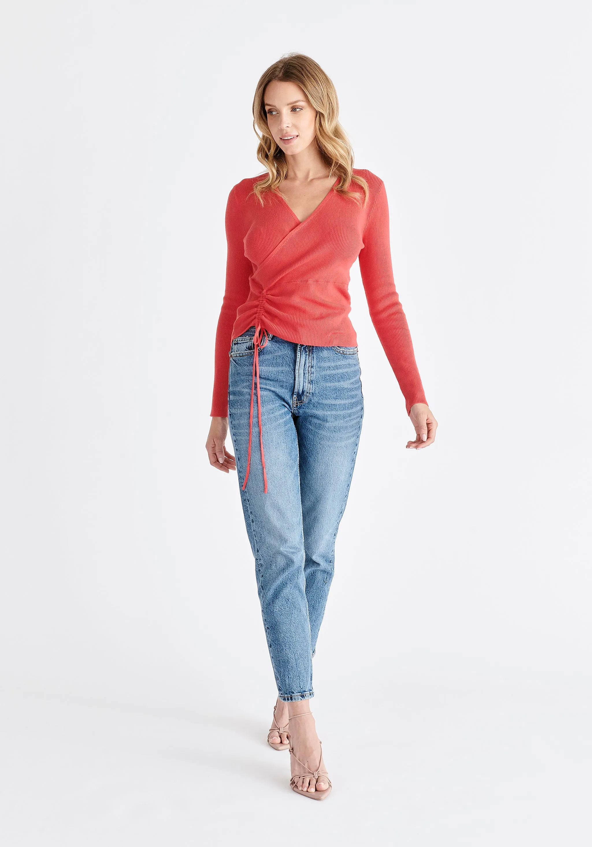 Ribbed Drawstring Top
