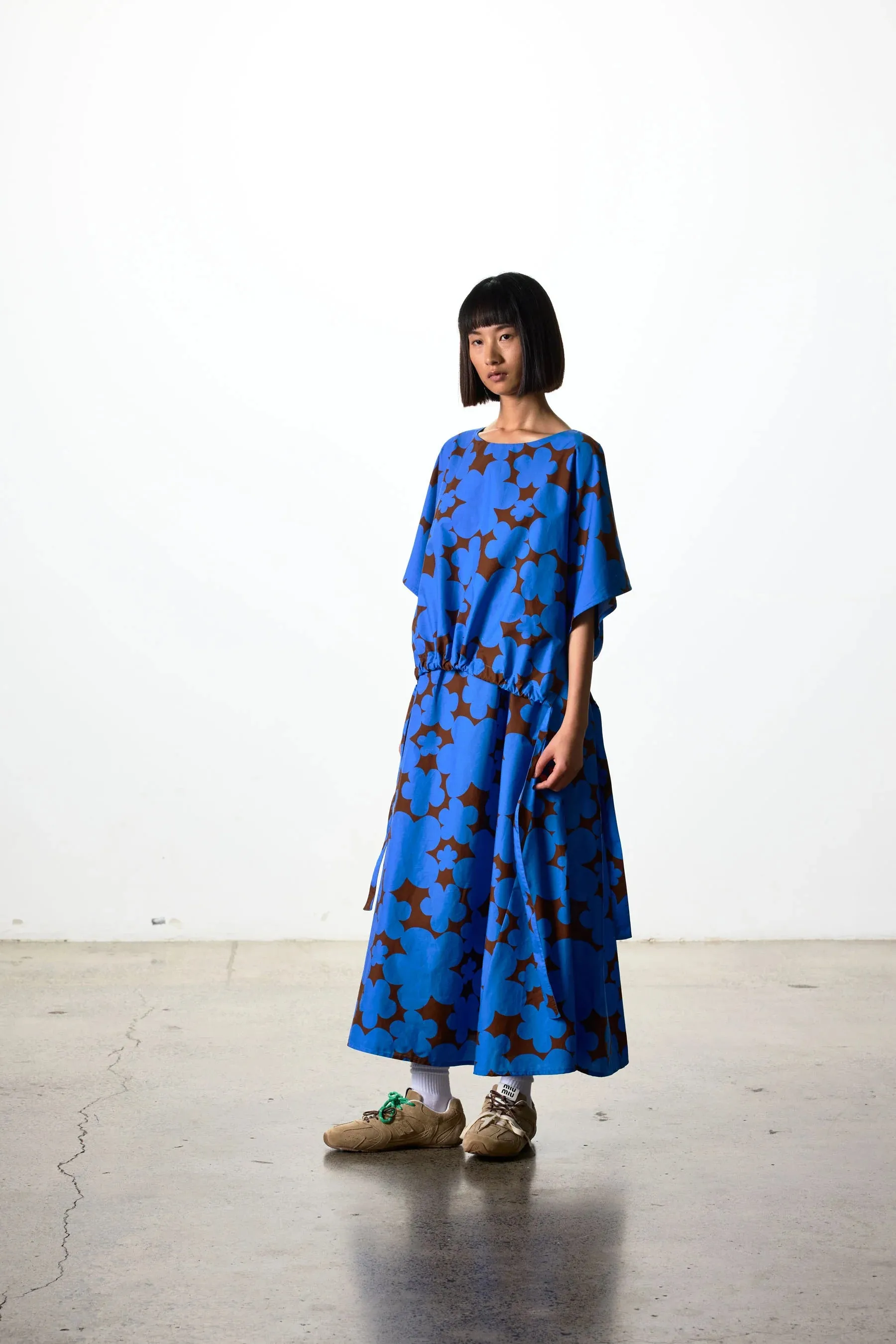 Ricochet Lowen Dress Brown & Blue Flower