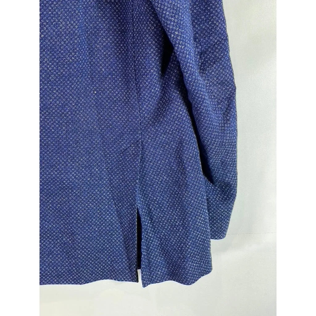 ROBERT GRAHAM Men's Blue Textured Two-Button Tailored-Fit Blazer SZ 46