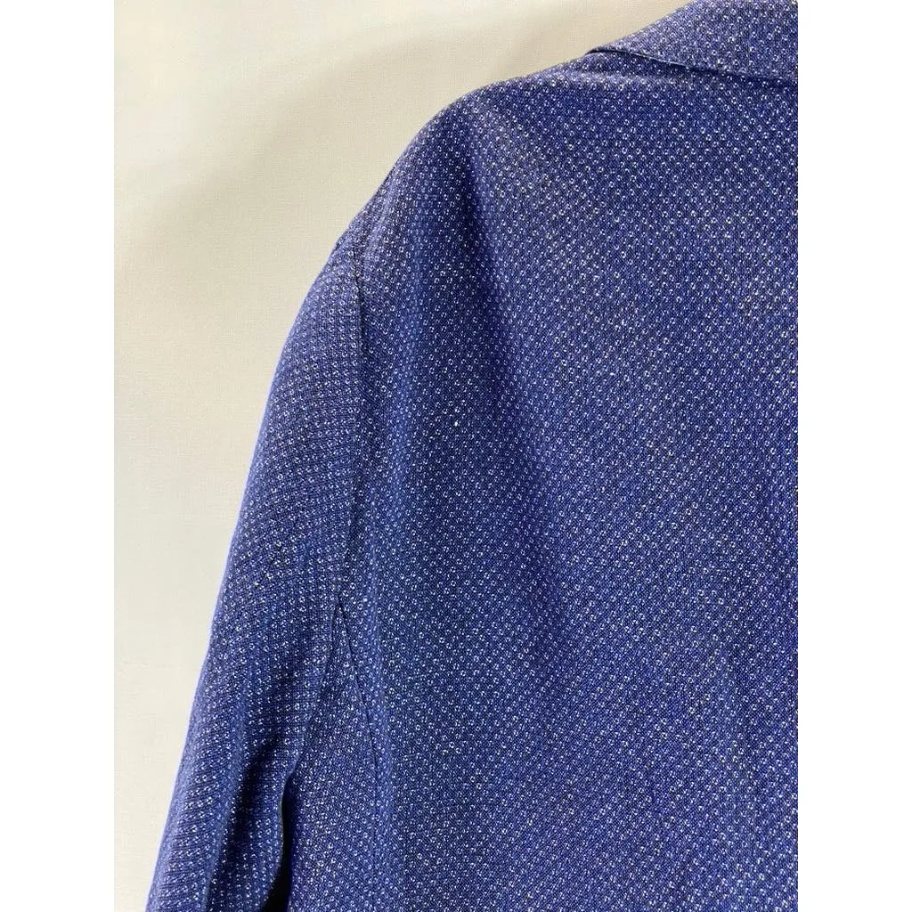 ROBERT GRAHAM Men's Blue Textured Two-Button Tailored-Fit Blazer SZ 46