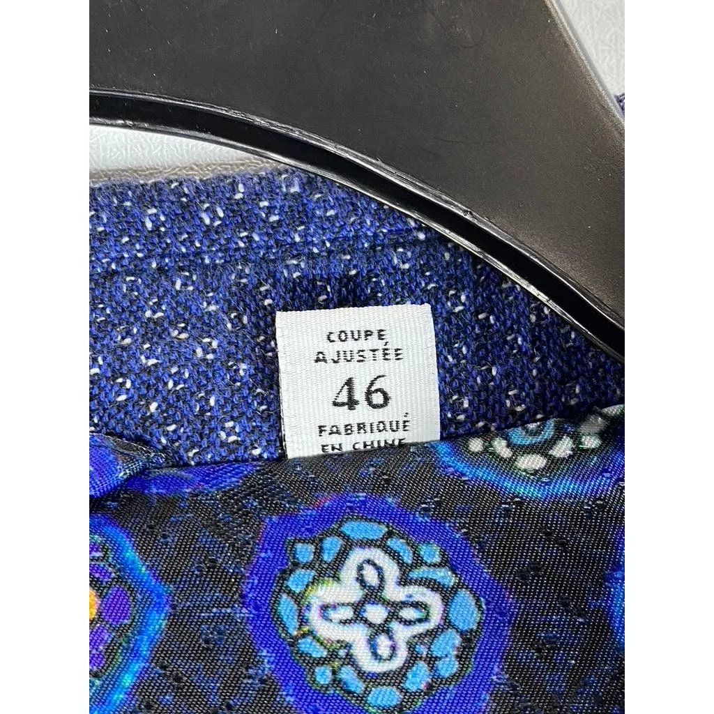 ROBERT GRAHAM Men's Blue Textured Two-Button Tailored-Fit Blazer SZ 46