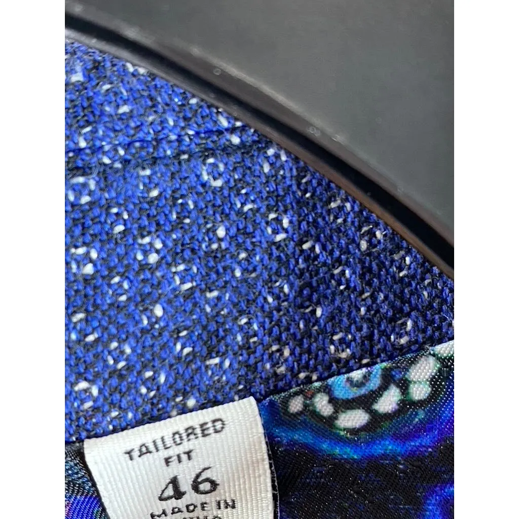 ROBERT GRAHAM Men's Blue Textured Two-Button Tailored-Fit Blazer SZ 46