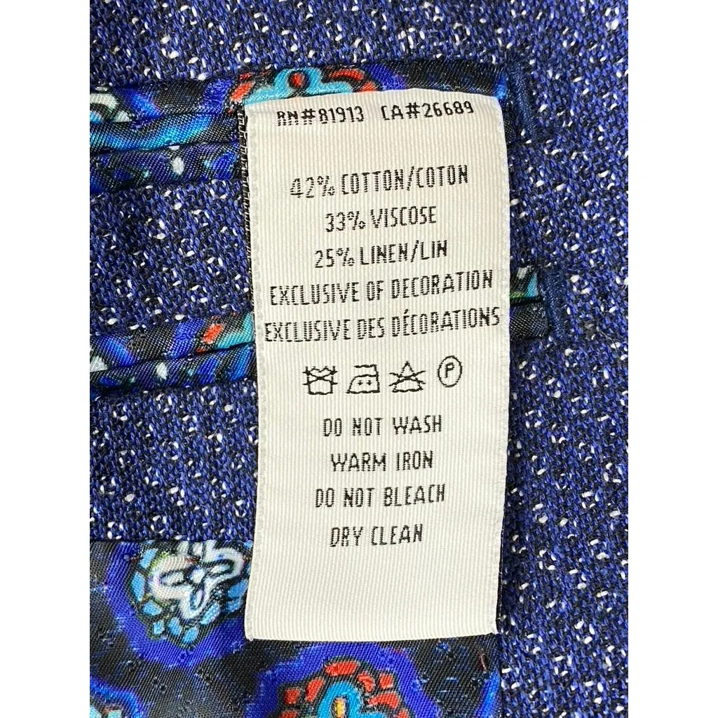 ROBERT GRAHAM Men's Blue Textured Two-Button Tailored-Fit Blazer SZ 46