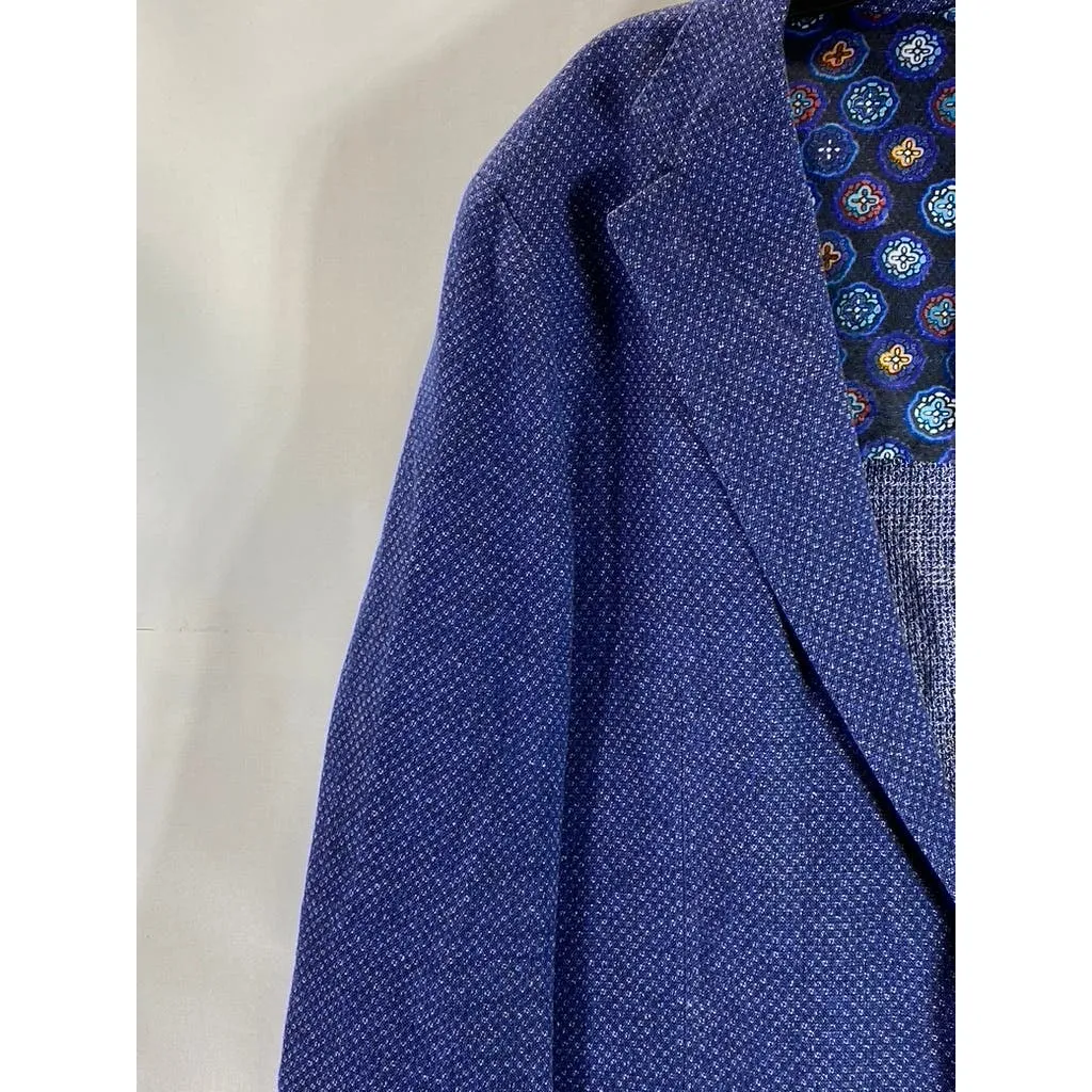 ROBERT GRAHAM Men's Blue Textured Two-Button Tailored-Fit Blazer SZ 46