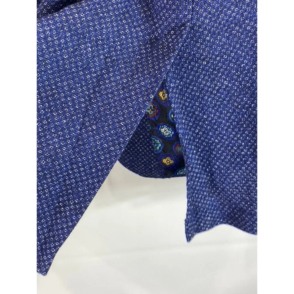 ROBERT GRAHAM Men's Blue Textured Two-Button Tailored-Fit Blazer SZ 46