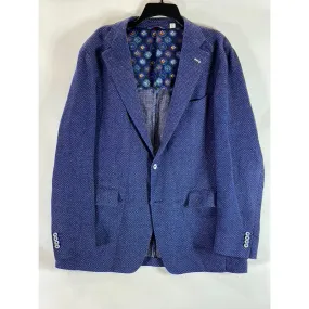 ROBERT GRAHAM Men's Blue Textured Two-Button Tailored-Fit Blazer SZ 46