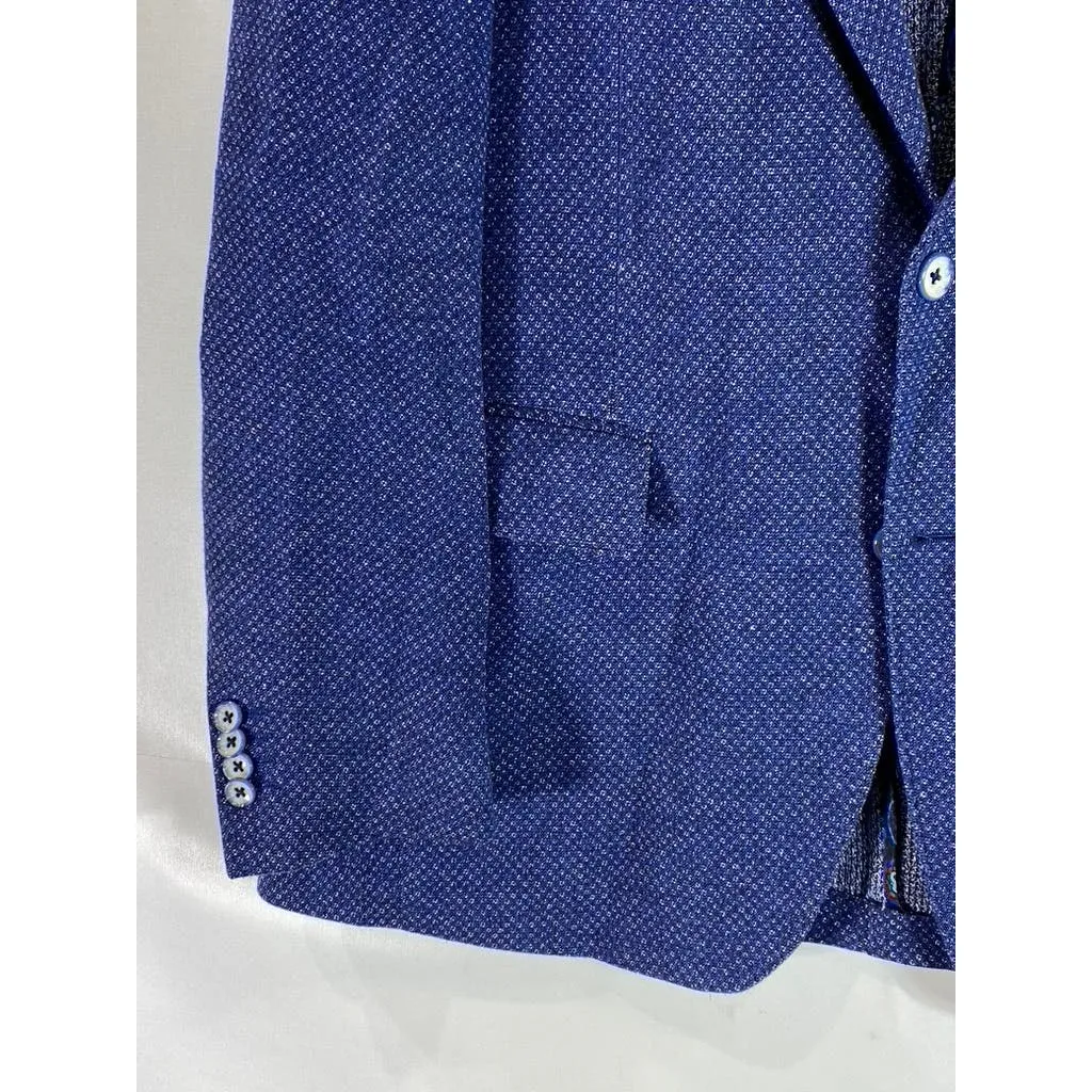 ROBERT GRAHAM Men's Blue Textured Two-Button Tailored-Fit Blazer SZ 46
