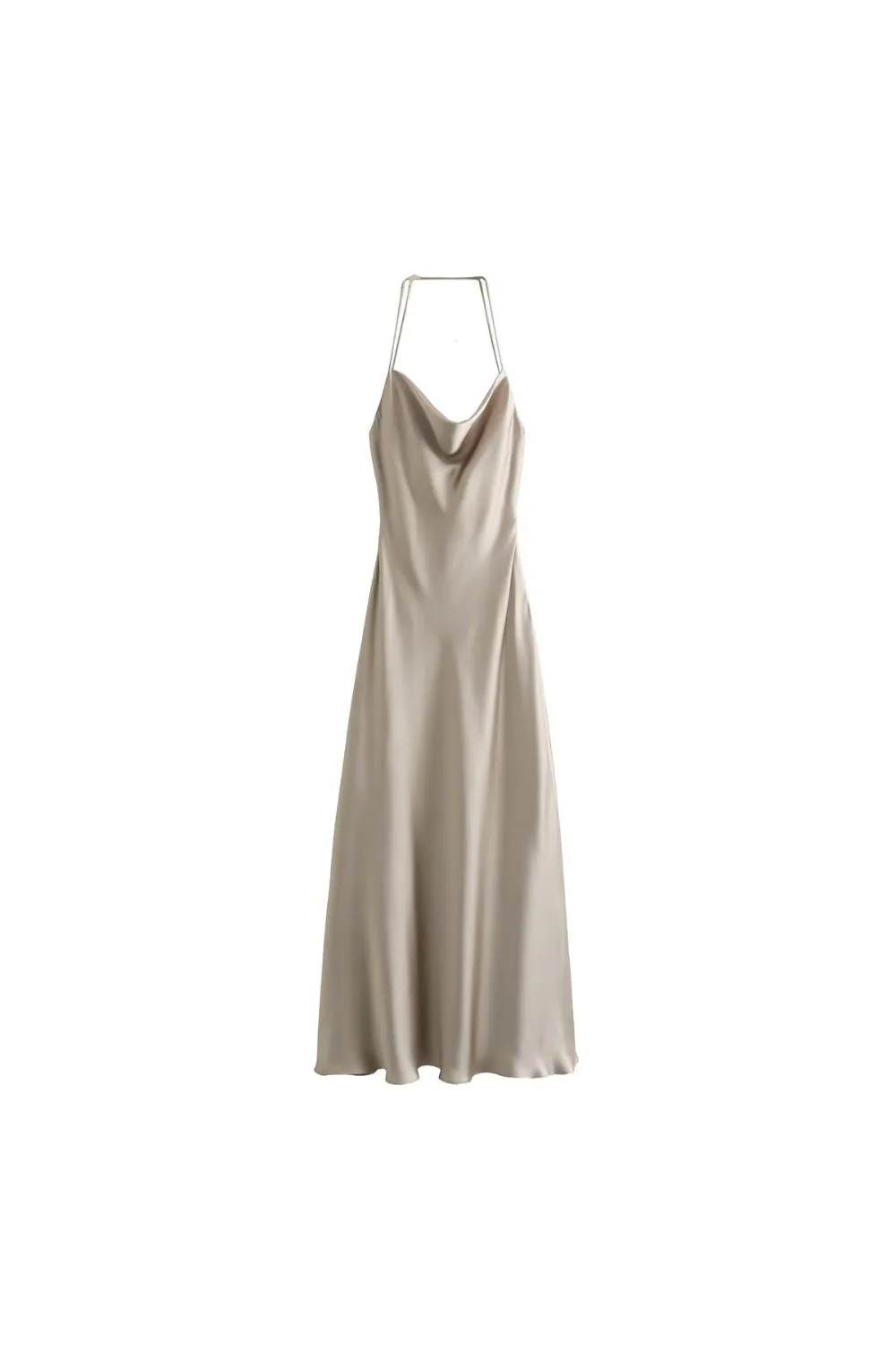 'Ruby' Halter Neck Satin Slip  Dress