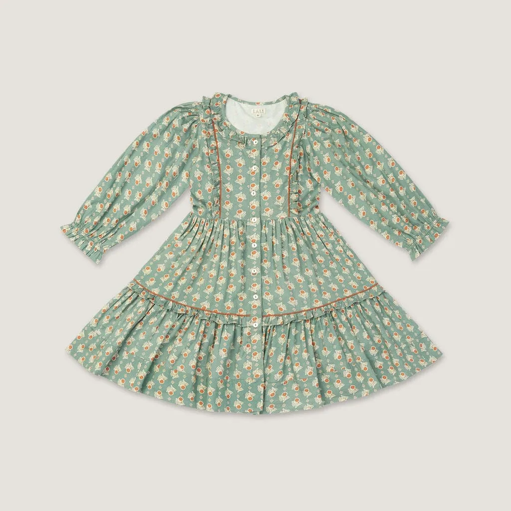 Ruffle Ivy Dress | Fall Block Print