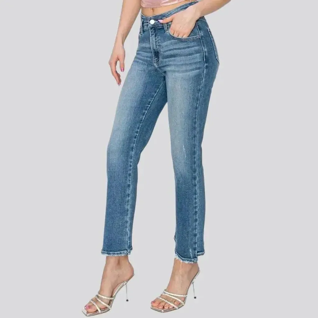 Sanded classic jeans
 for women