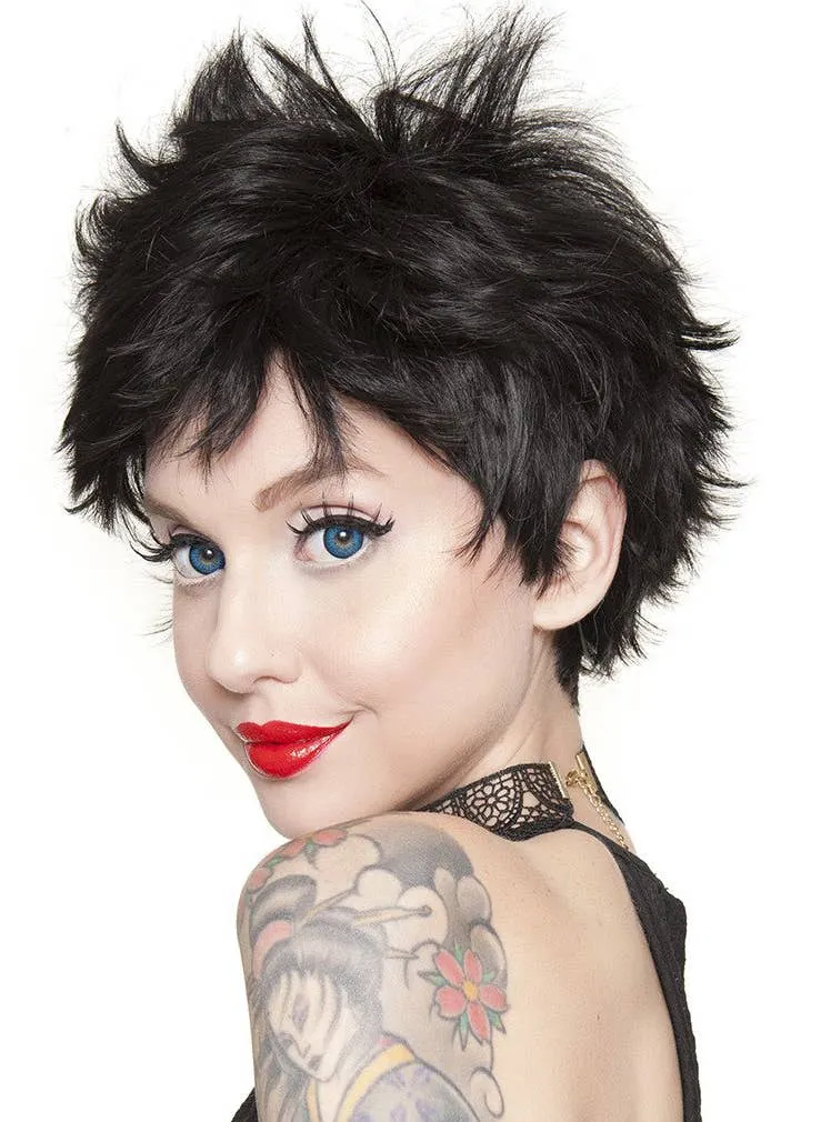 Sassi Short Spikey Black Womens Fashion Wig