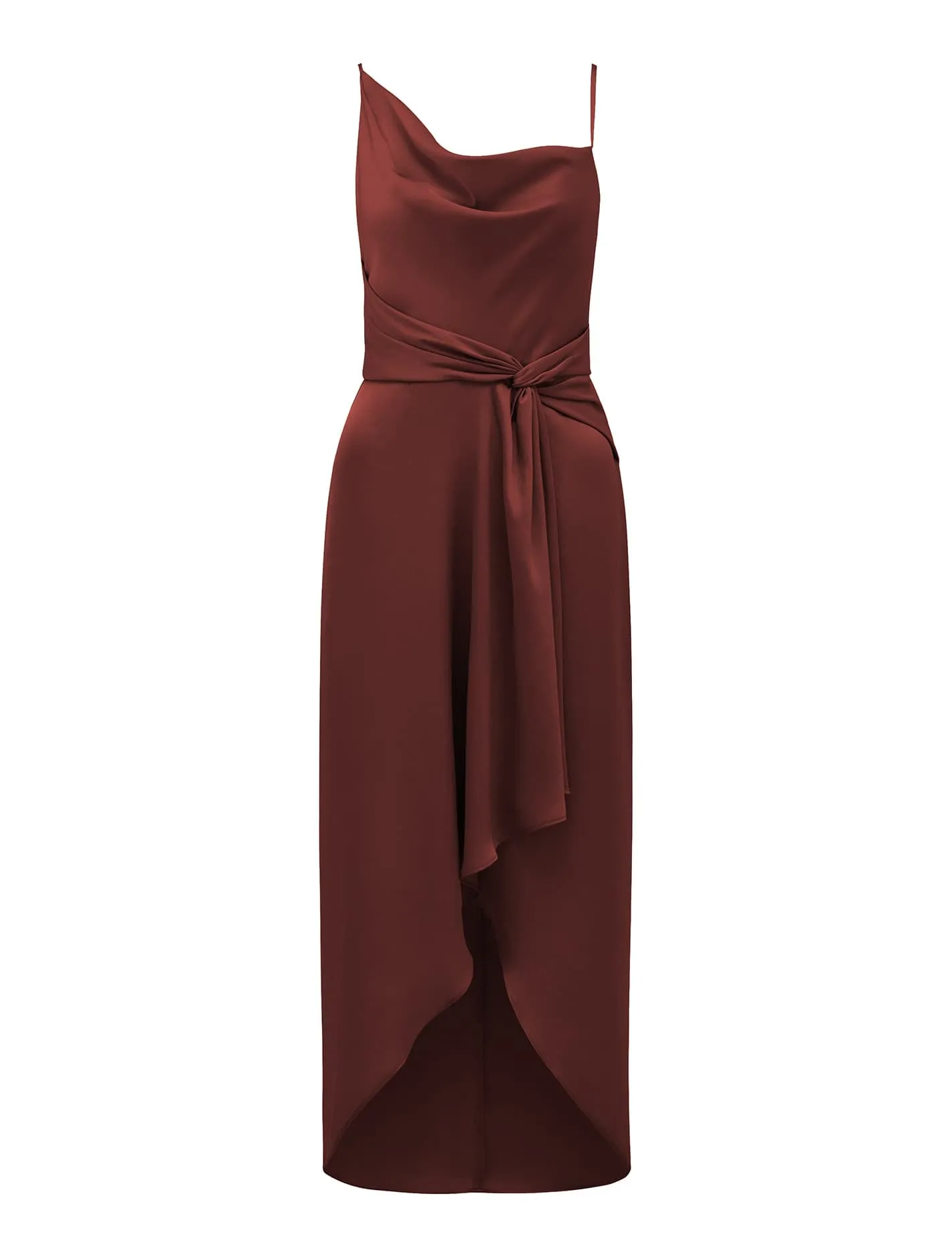 Savannah Petite Cowl Satin Midi Dress
