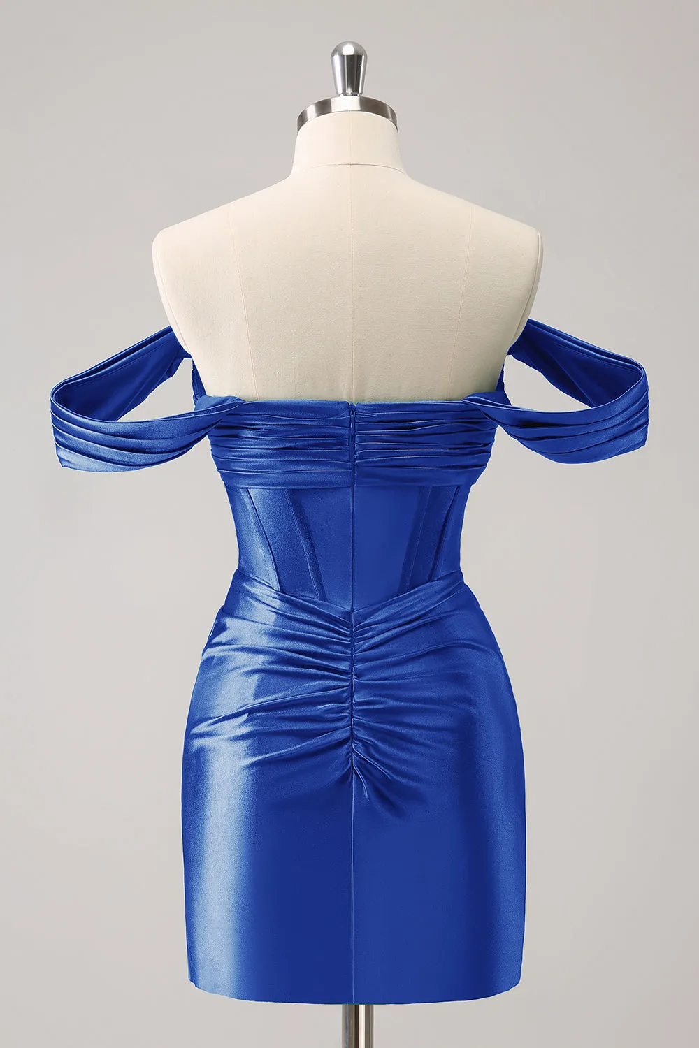 Stylish Dark Green Off The Shoulder Ruched Cut Out Corset Tight Homecoming Dress