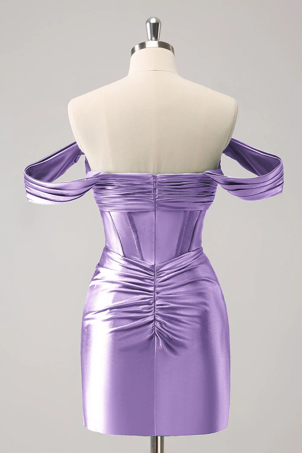 Stylish Dark Green Off The Shoulder Ruched Cut Out Corset Tight Homecoming Dress