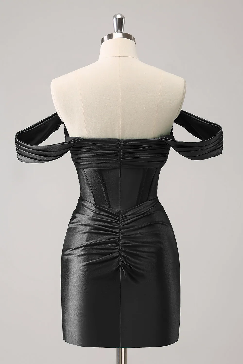 Stylish Dark Green Off The Shoulder Ruched Cut Out Corset Tight Homecoming Dress