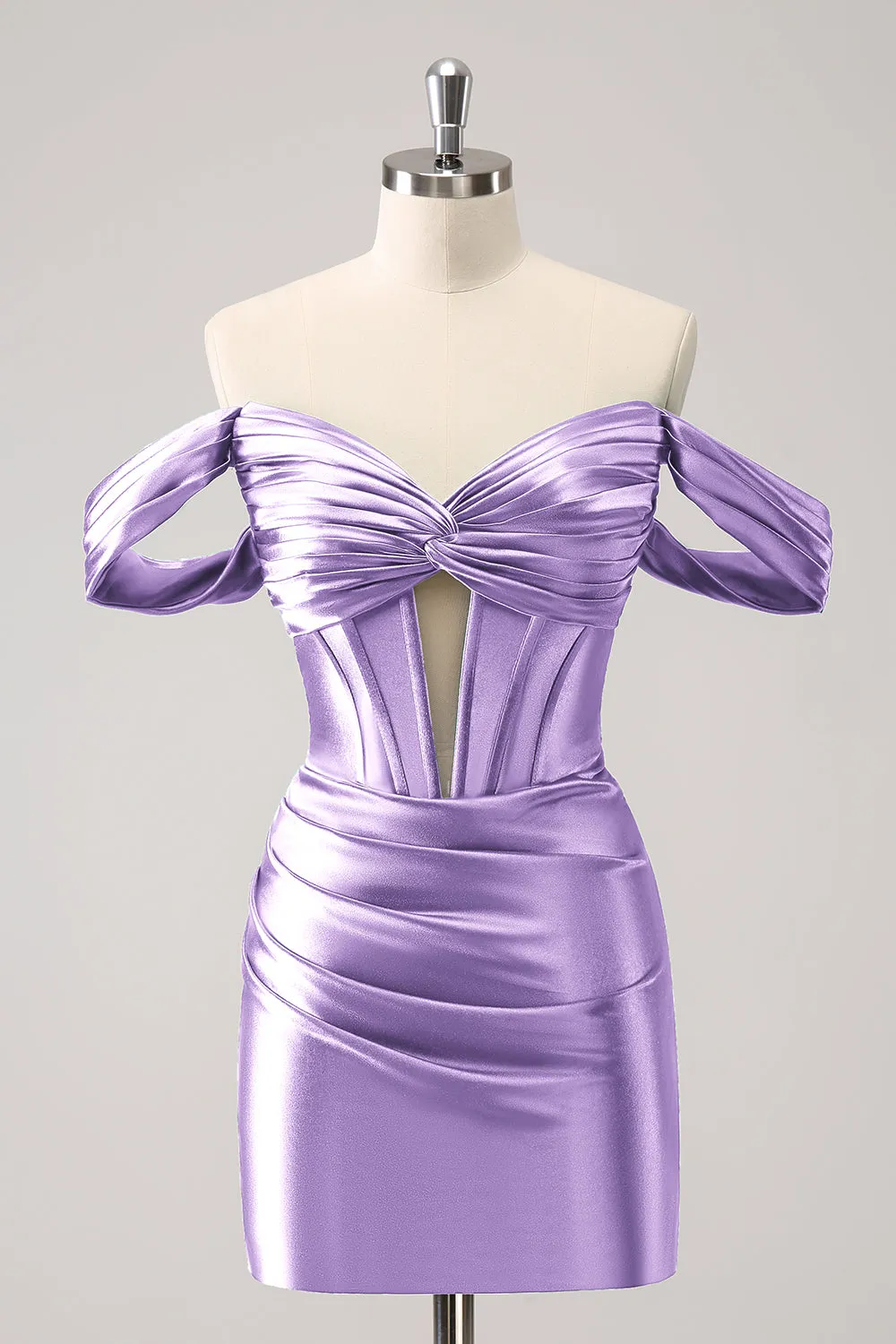 Stylish Dark Green Off The Shoulder Ruched Cut Out Corset Tight Homecoming Dress
