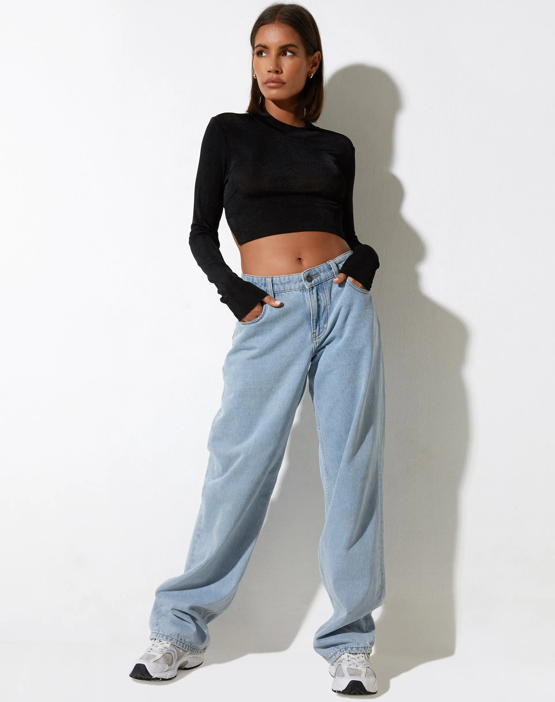 Tadita Crop Top in Crepe Black
