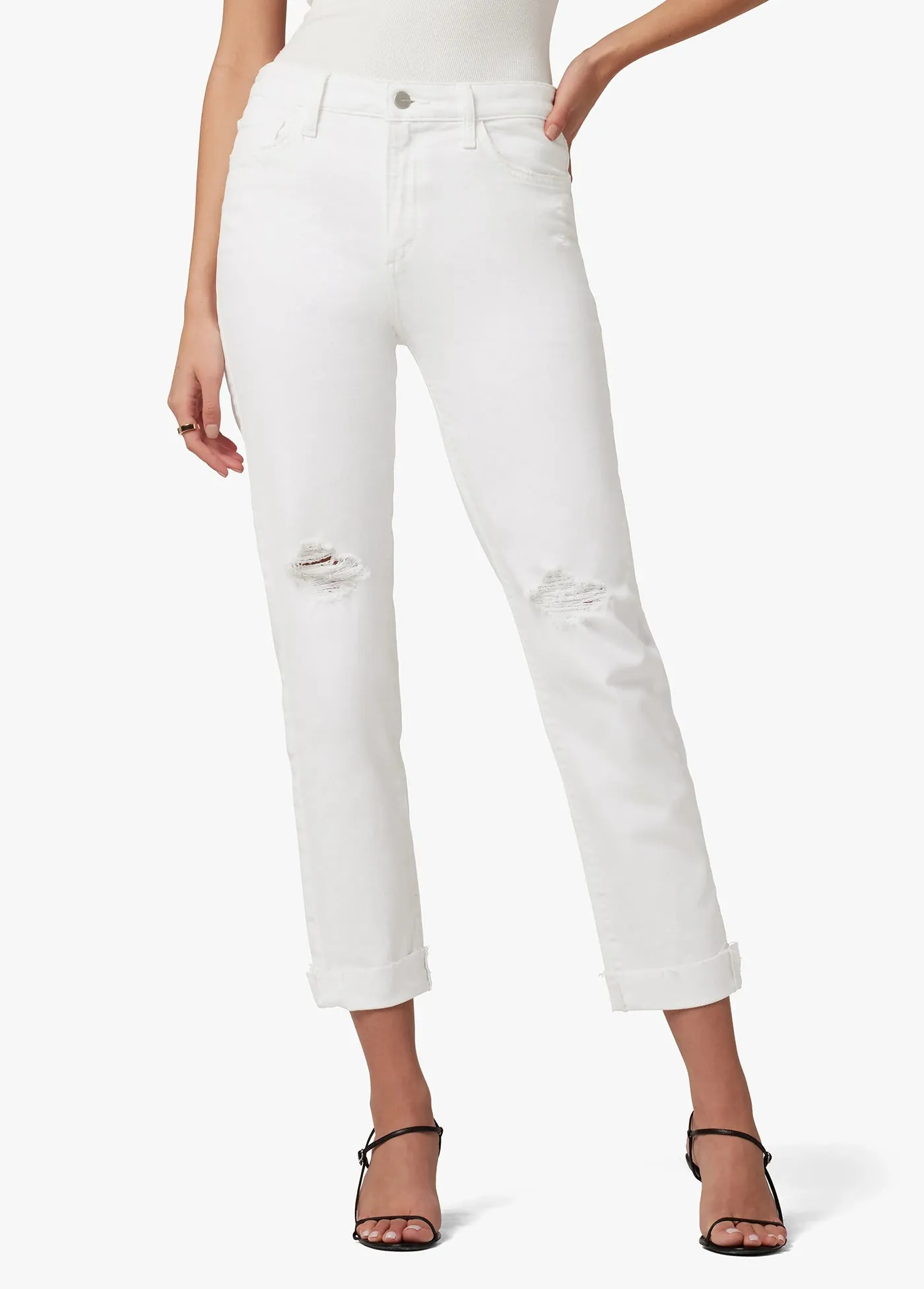 The Niki Mid Rise Boyfriend - White