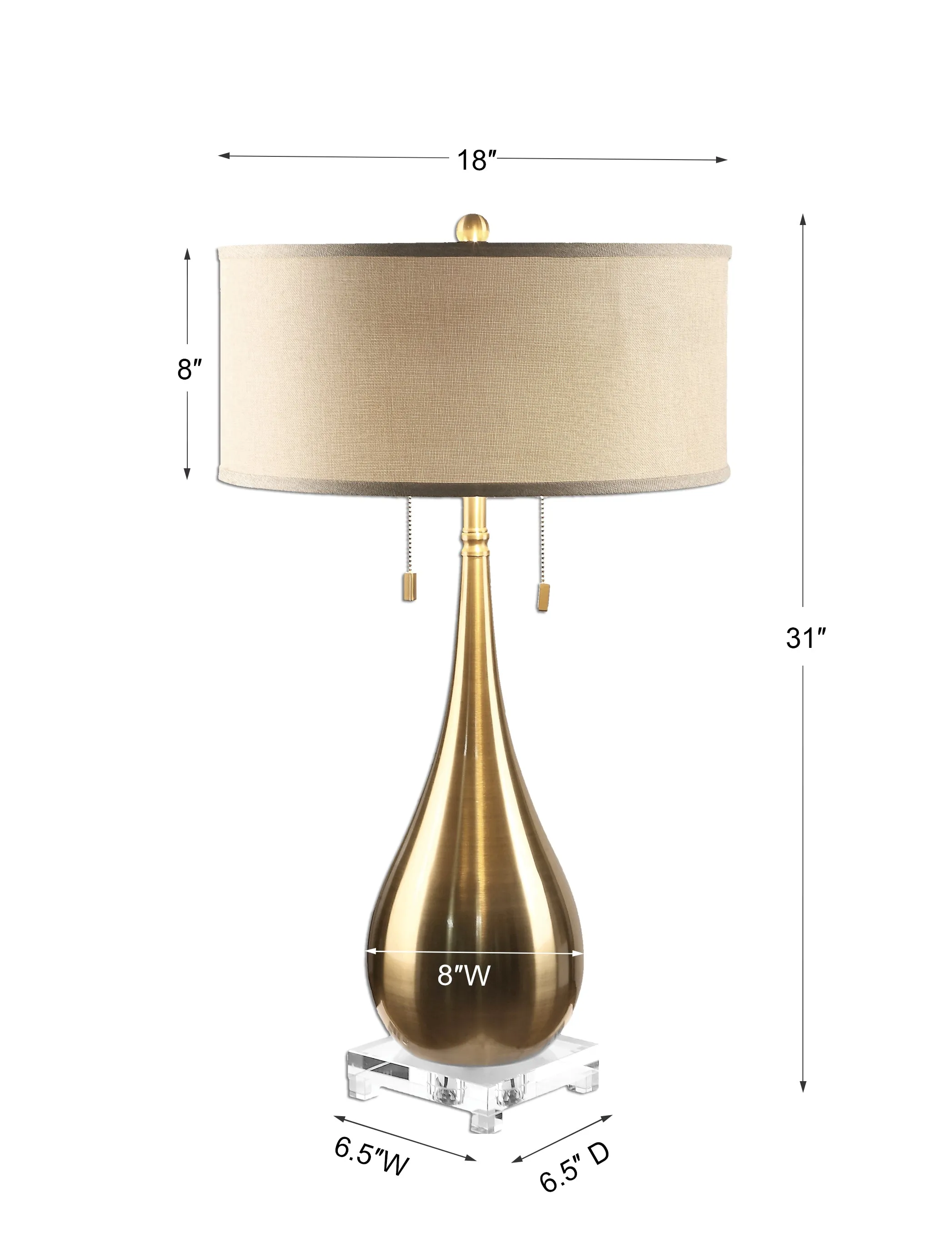 Uttermost Lagrima Brushed Brass Lamp