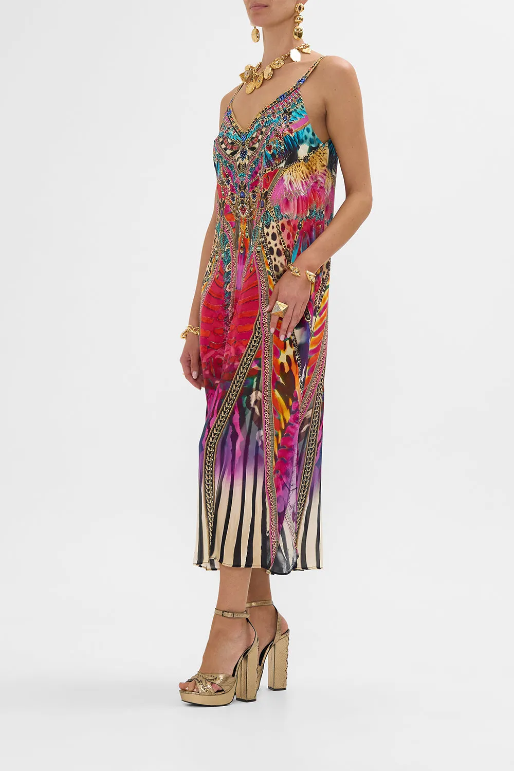 V NECK MIDI SLIP DRESS SAHARA SUPERNATURAL