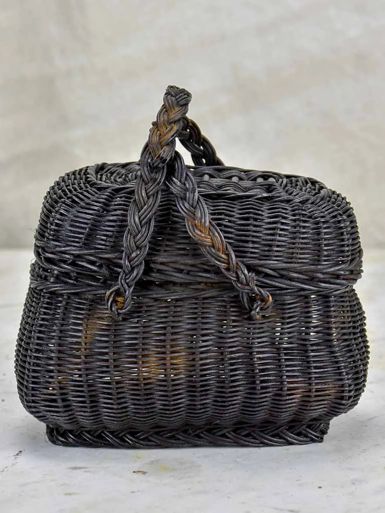 Very small antique French picnic basket