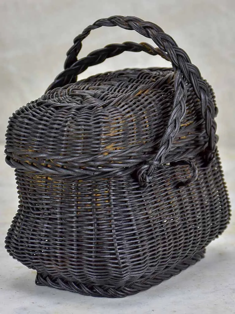 Very small antique French picnic basket