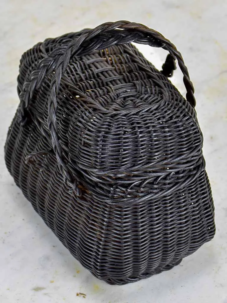 Very small antique French picnic basket