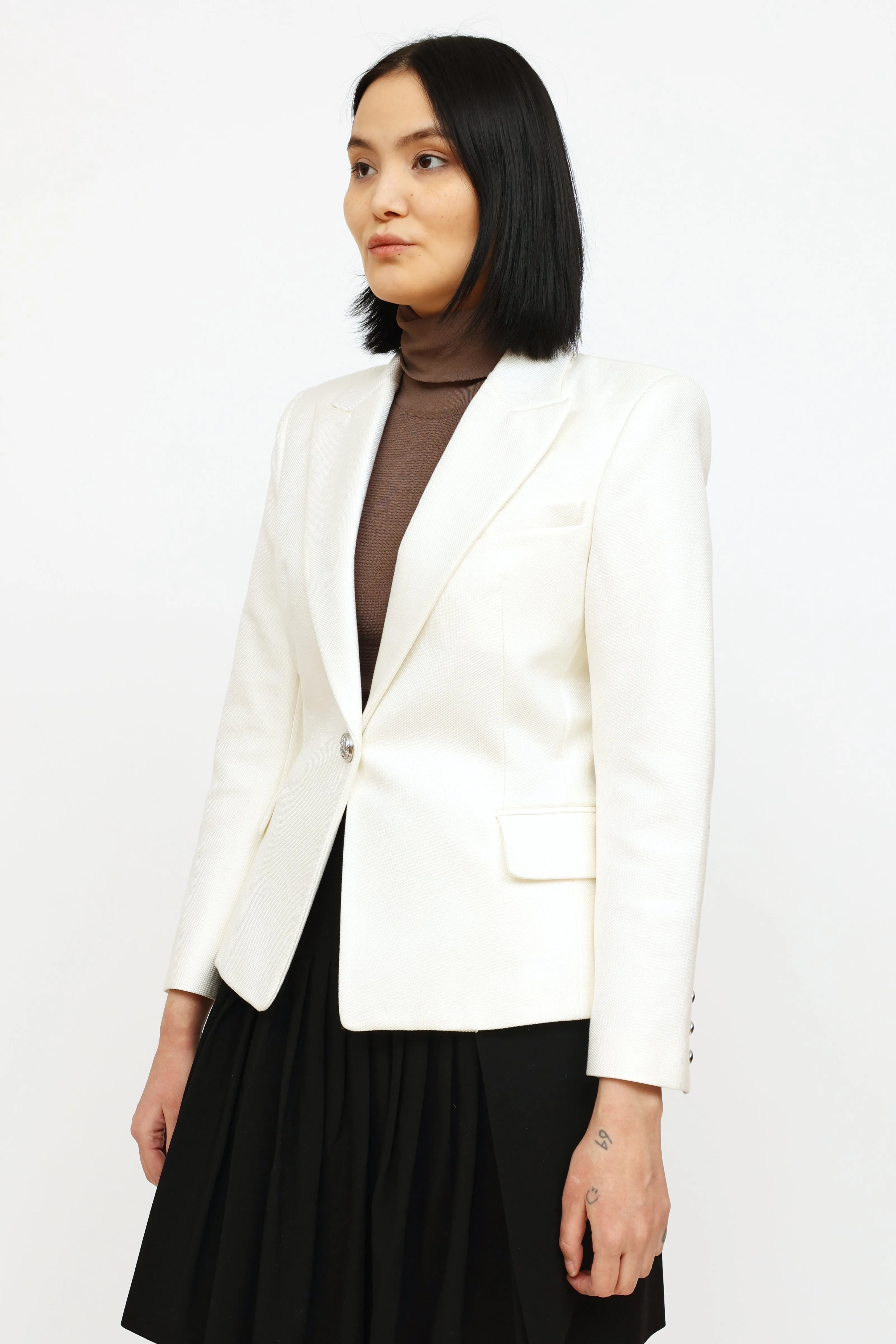 White Twill Blazer Blazer