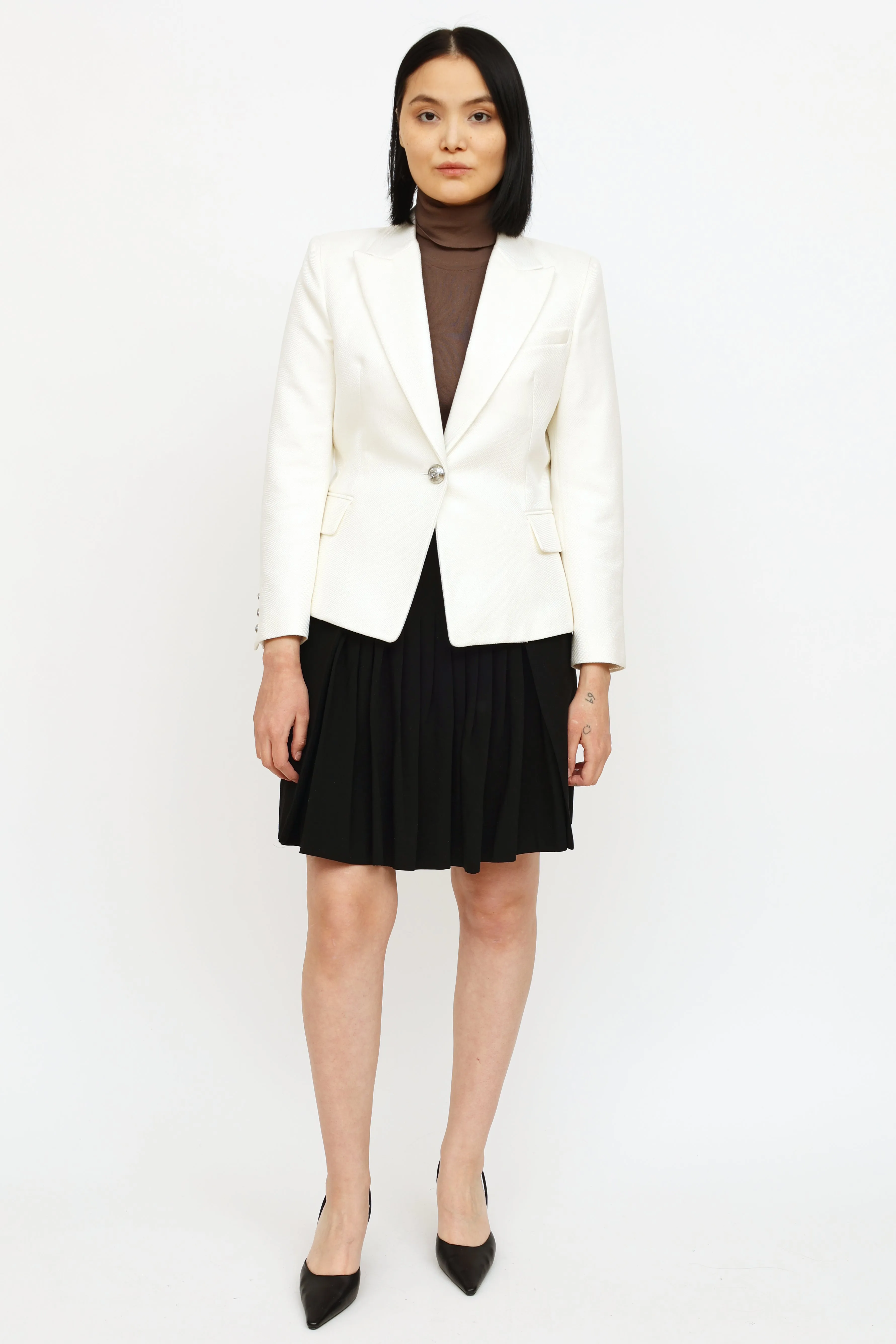 White Twill Blazer Blazer