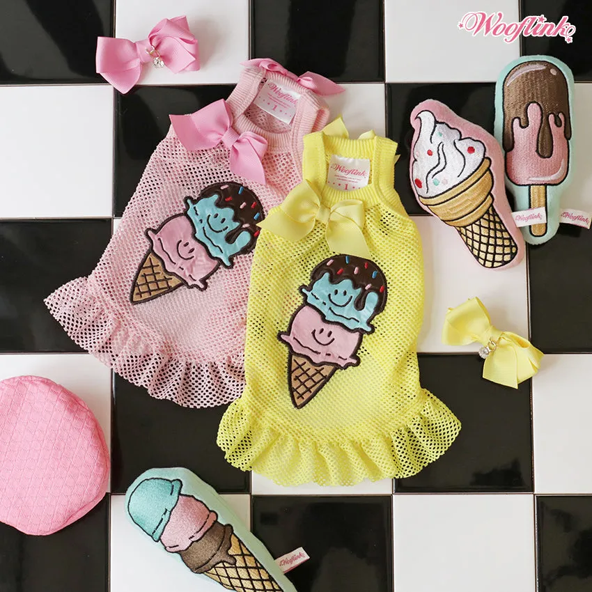 Wooflink Ice Cream Mesh Mini Dress in Lemon