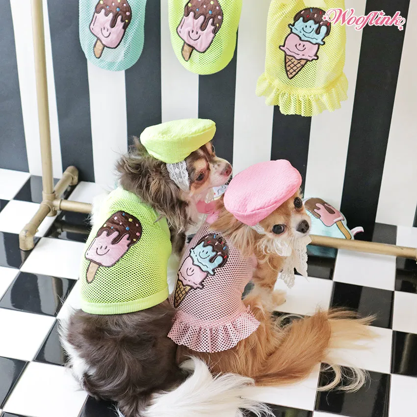 Wooflink Ice Cream Mesh Mini Dress in Lemon