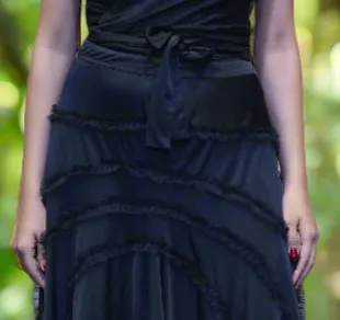 Wrap Blouse Tulle Detail Dress