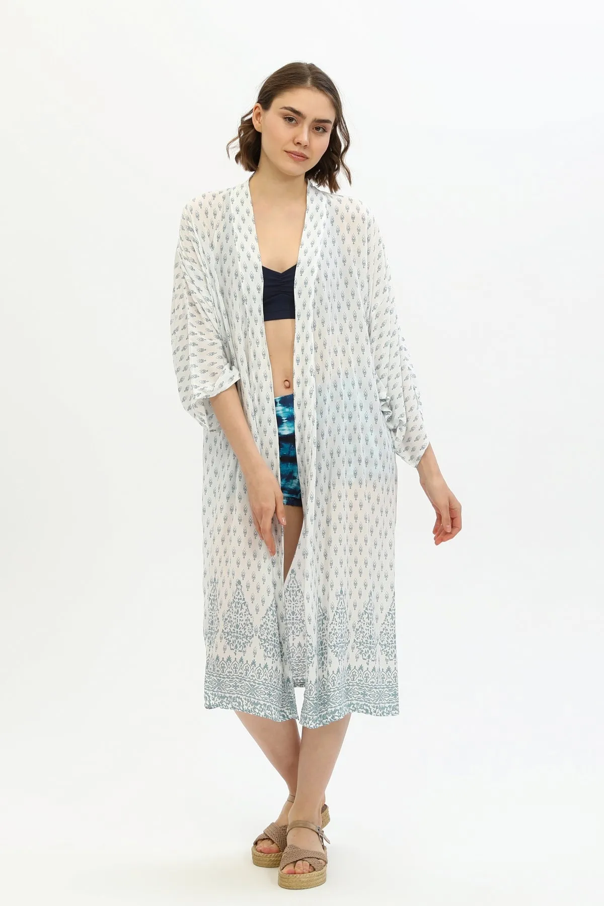 Zada Hindu Jacket/India Teal White