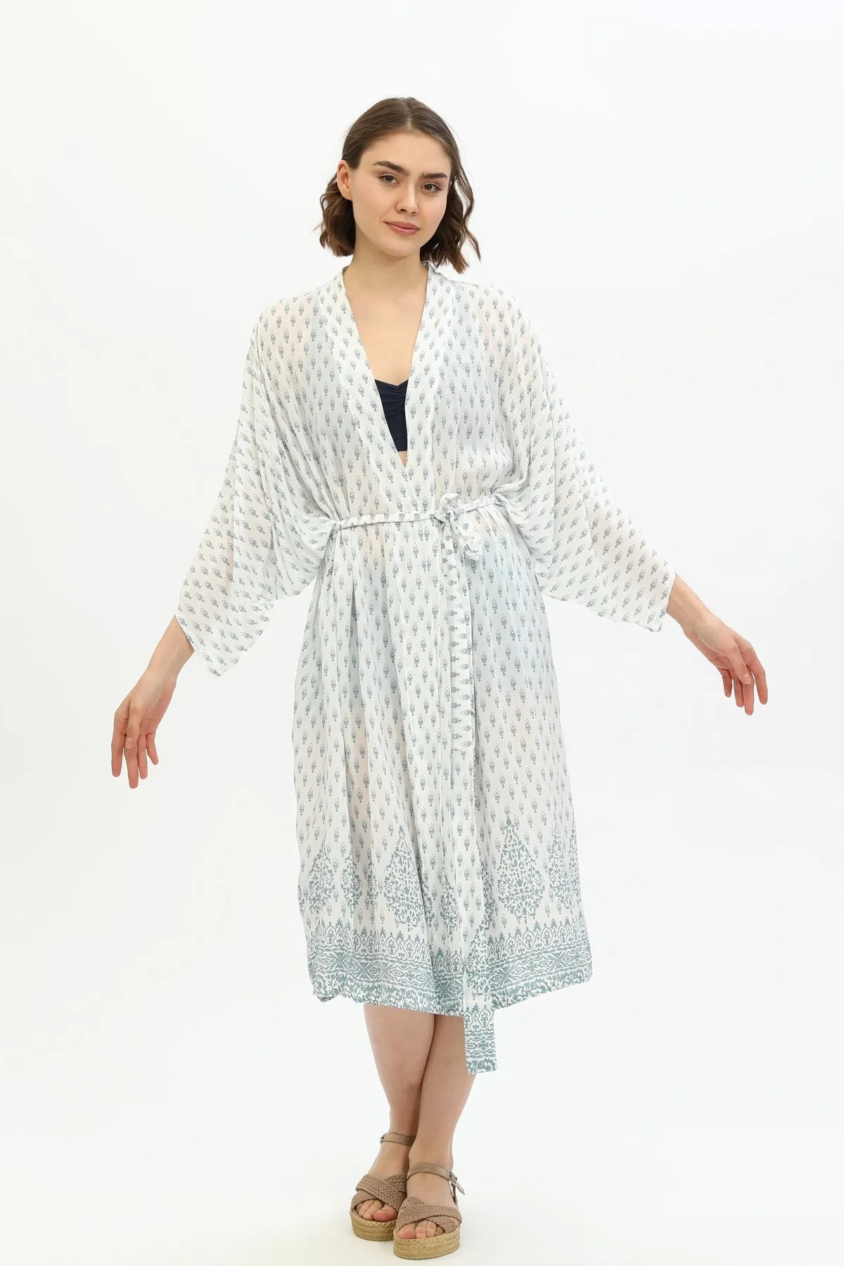 Zada Hindu Jacket/India Teal White