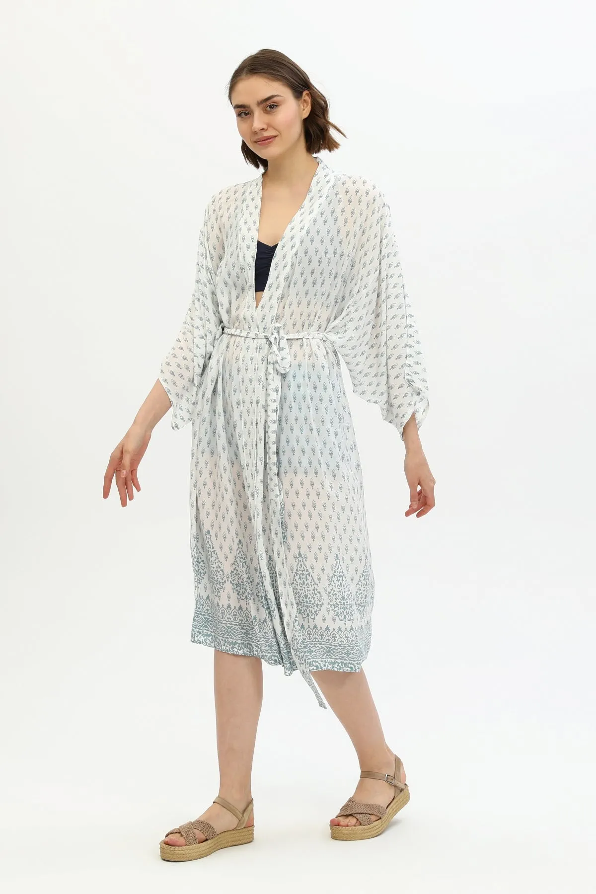 Zada Hindu Jacket/India Teal White