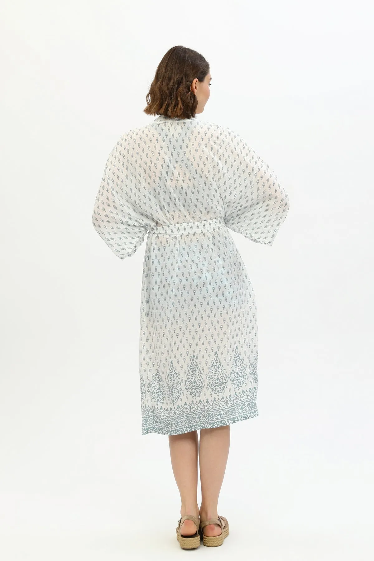 Zada Hindu Jacket/India Teal White