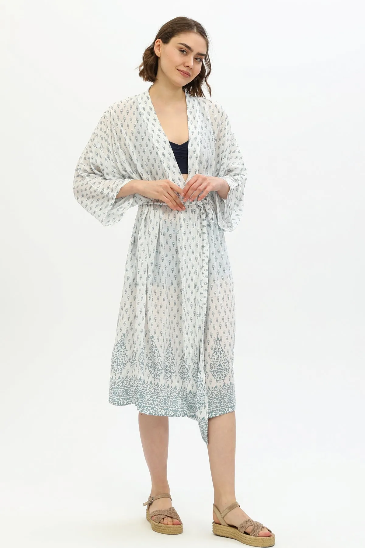 Zada Hindu Jacket/India Teal White