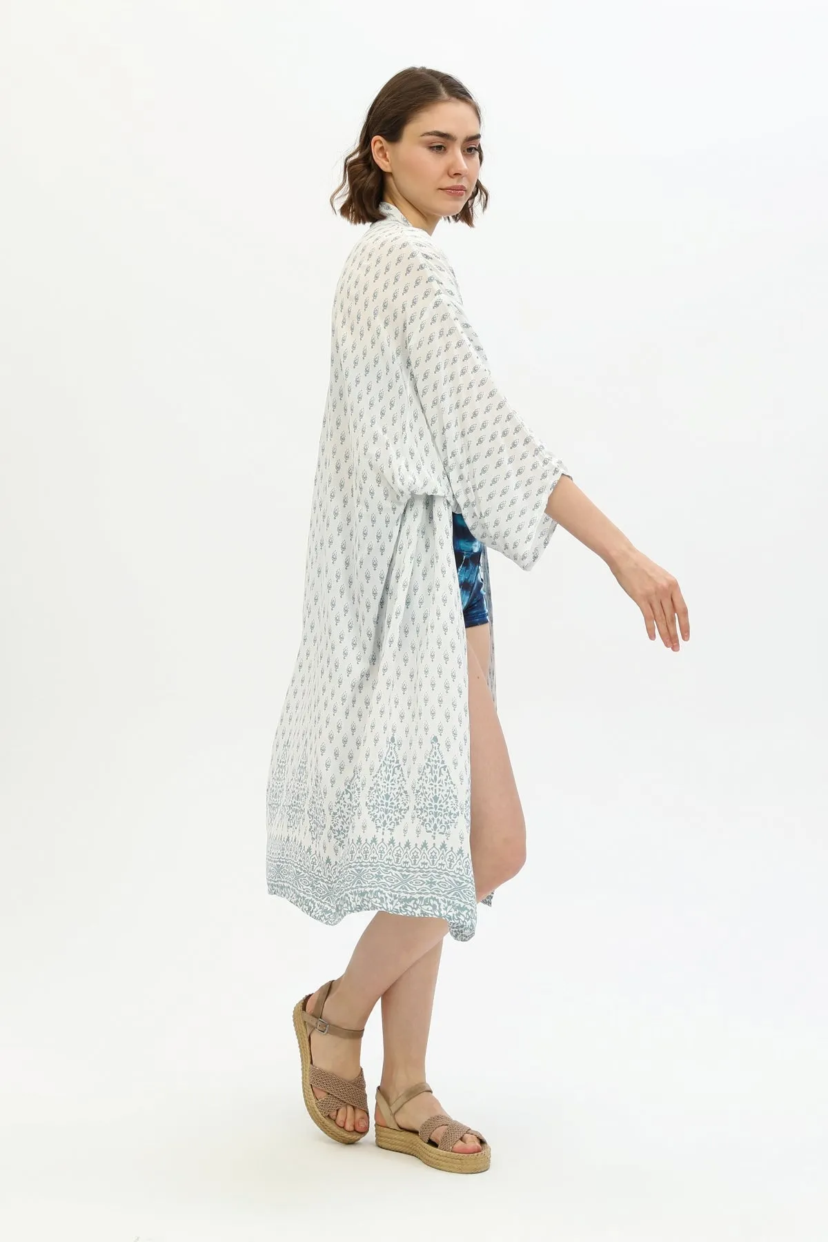Zada Hindu Jacket/India Teal White